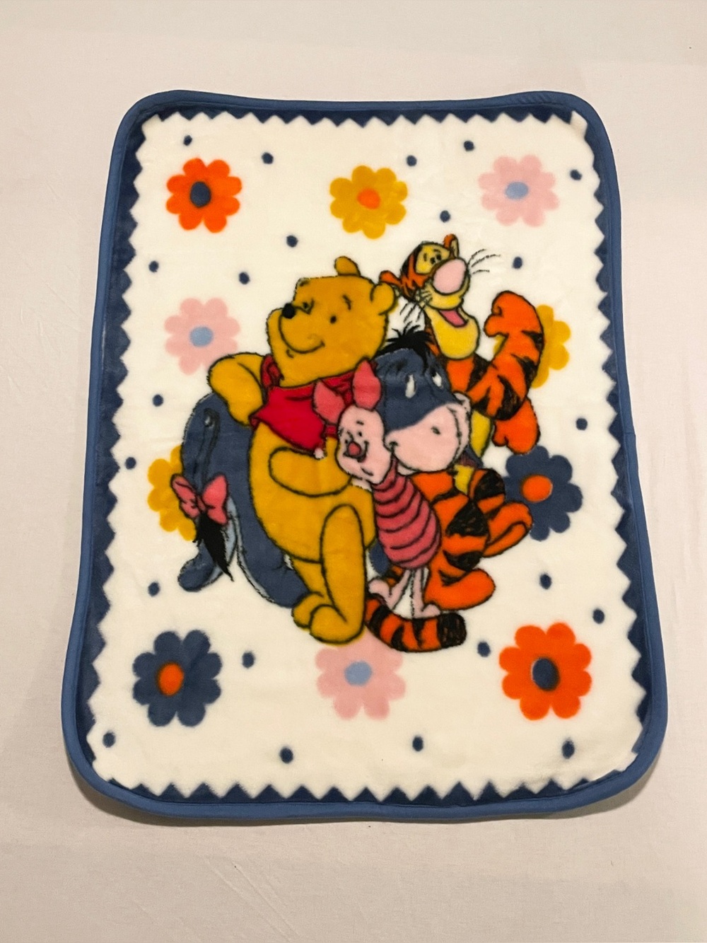 Vintage Disney Winnie The Pooh & Friends Floral Fleece Baby Blanket Nemcor